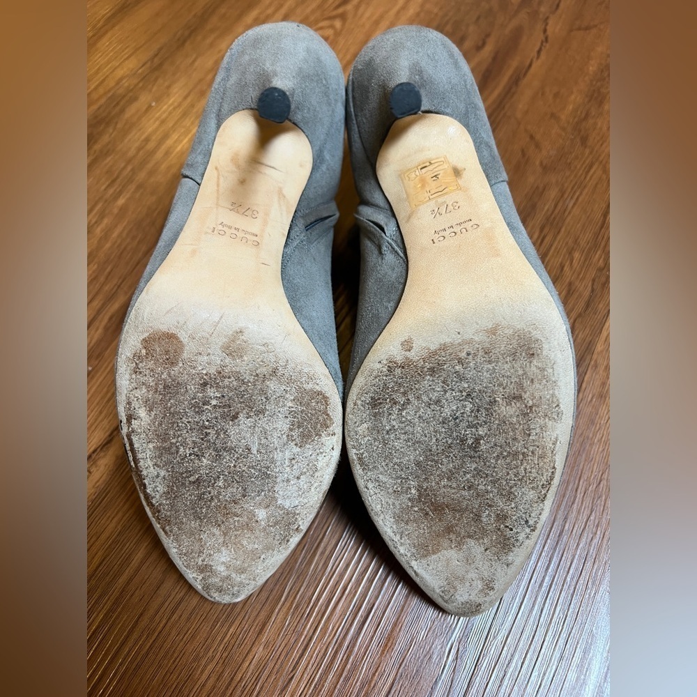 Gucci Gray Suede Stiletto Ankle Boot Women's Size 37.5 - Picture 6 of 9
